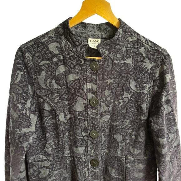 VTG CMC COLOR ME COTTON Black Tapestry Brocade Coat OR Dress SZ S - Picture 2 of 10